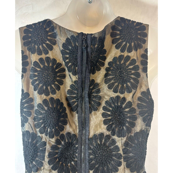 Leifsdottir Anthro Black Floral Lace Sleeveless Cocktail Dress Sz 2 Lined C16 - Picture 4 of 8